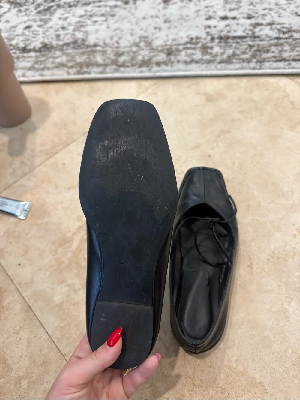 ALOHAS Sway Black Leather Ballet Flats - Picture 4 of 4